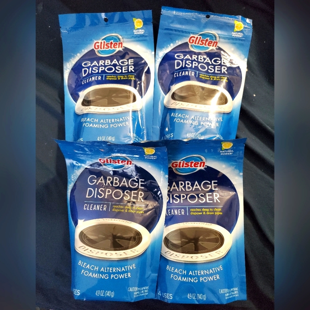 :4 pks of 4 Glisten Garbage disposer Disposal bleach Cleaner Foaming lemon scent